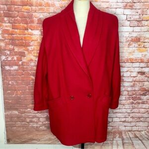 Vintage 80s Central Park International Red Pure Wool
Double Breasted  Pea Coat